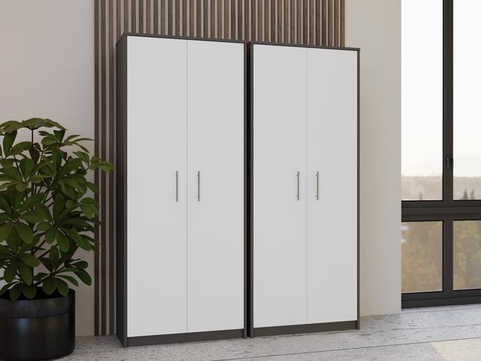 PARLA - Armario de 6 estantes - 180x74x35cm - Mueble de almacenamiento - Roble y blanco