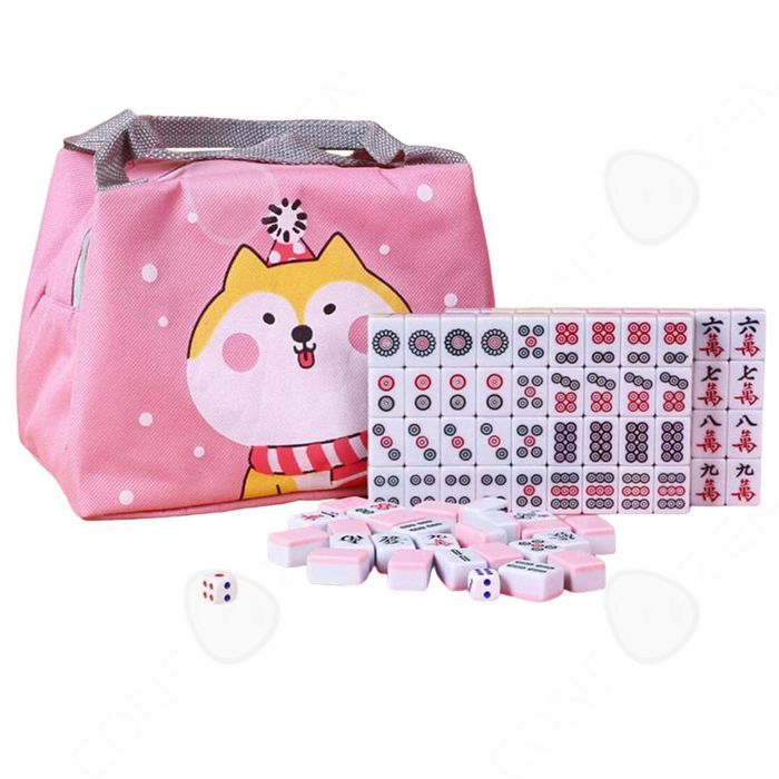 C Mahjong 2,4cm jeu de mahjong set de mahjong table mahjong sac à main/nappe/dé rose offert jeux de divertissement mignon compact
