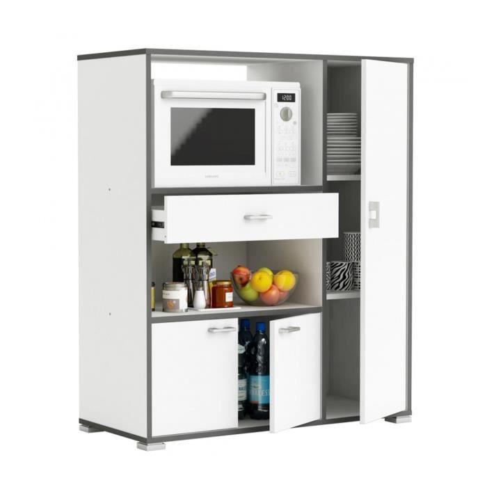 Desserte Micro ondes coloris Blanc mat - 90 x 111,8 x 40 cm