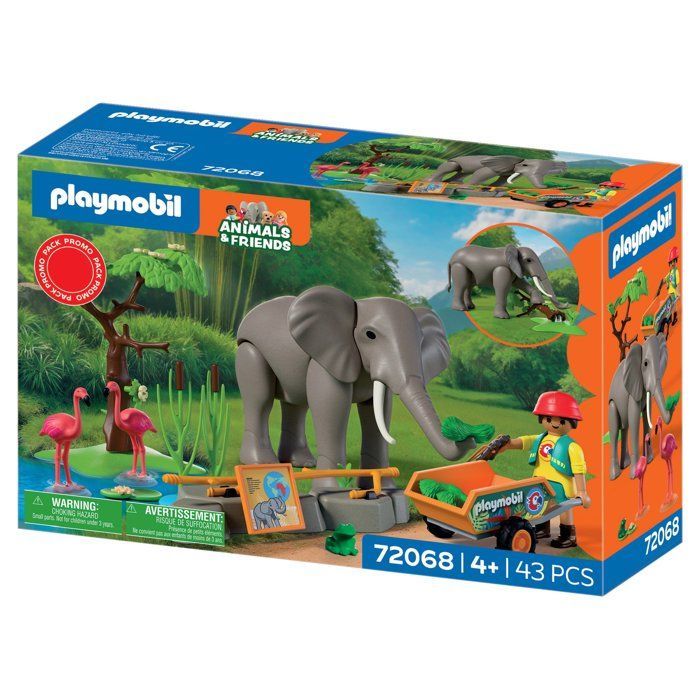 Playmobil 72068 Eléphants et soigneur animalier, My Life, Le Zoo, Promo pack, 43 pièces, Dès 4 ans