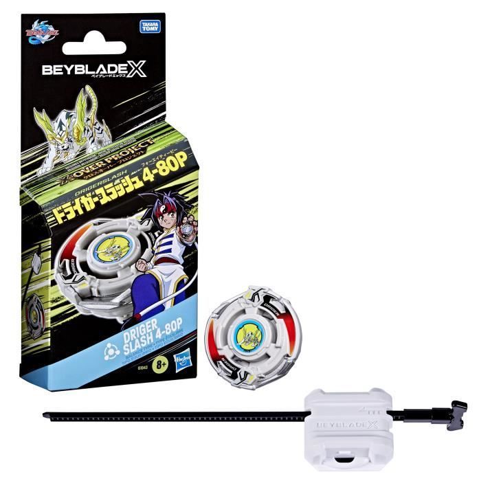 Beyblade X Starter Pack X-Over Project Driger Slash 4-80P, toupie de type équilibre et lanceur, dès 8 ans