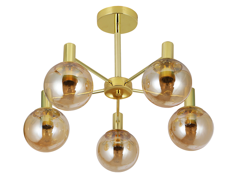 Lampa sufitowa Nicola 5-punktowa stalowa złota