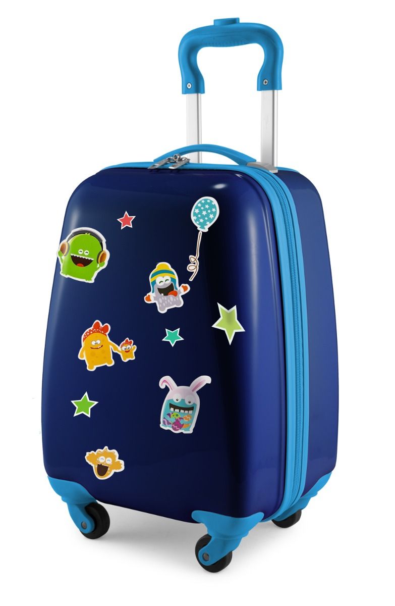 Voor kinderen - Kinderkoffer + reflecterende stickers Monster, kinderkoffer, harde koffer voor kinderen, handbagage, 24 liter