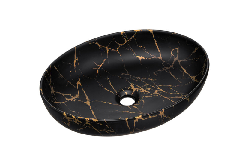 Umywalka nablatowa ceramiczna MONA-MB12 Czarny mat 52 cm