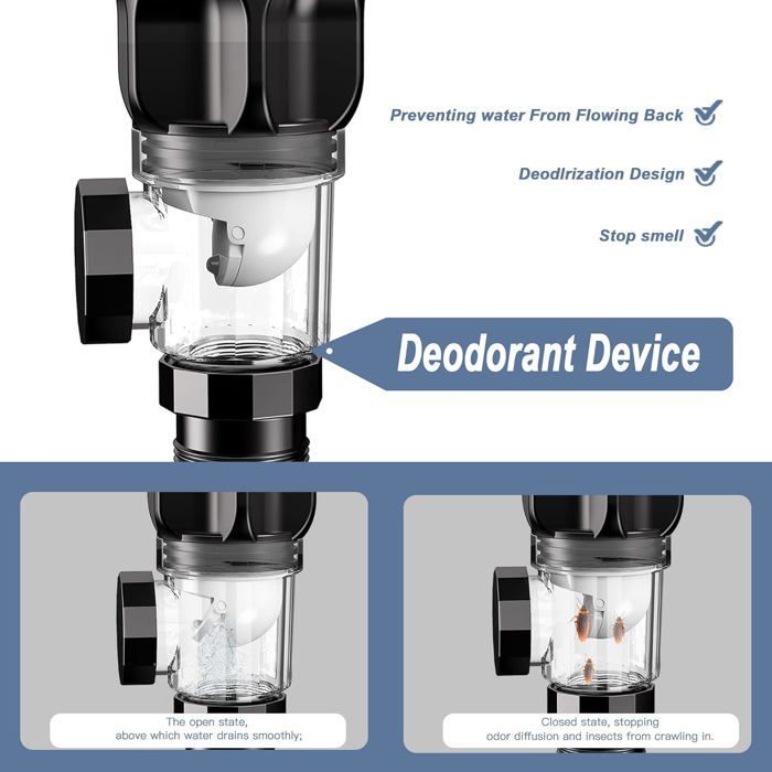 Bonde de Lavabo,Kit de Vidange D'Évier De Salle de Bain,Siphon Lavabo Avec Tuyau de Vidange Flexible Rétractable en Pvc et Bouchon
