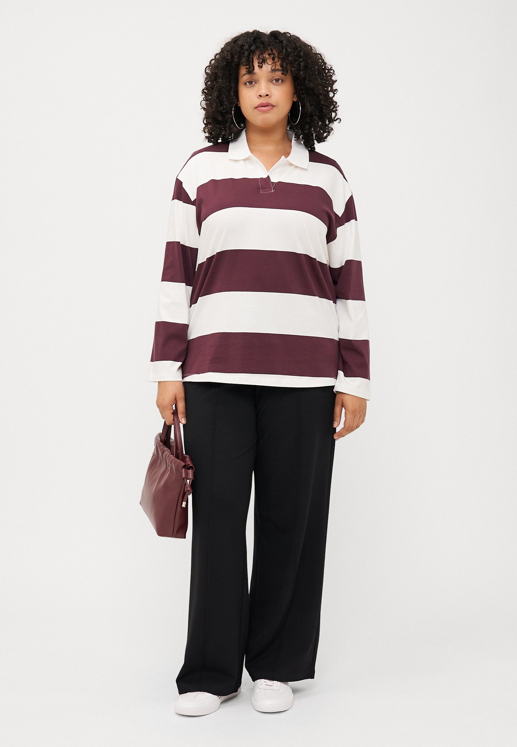 Vero Moda Curve VMCMOLLY - Poloshirt - wijnproeverij/sneeuwwit
