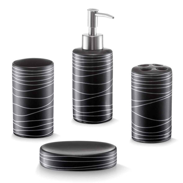Ceramiczny zestaw akcesoriów łazienkowych - 4 sztuki