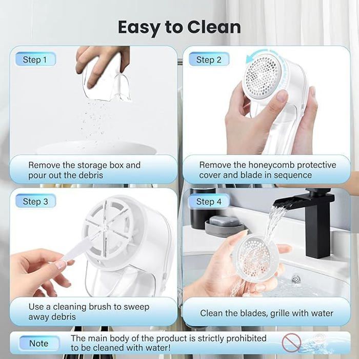 Rimuovi pelucchi - TIPTOP HOME - Ricaricabile tramite USB - Leggero e portatile - 6 lame rotanti - 2000 mAh