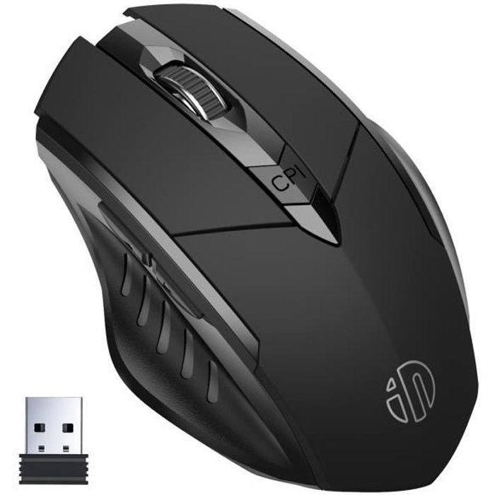 Mouse wireless SDLOGAL, mouse ottico ergonomico silenzioso, mouse wireless ricaricabile 2.4G con ricevitore nano USB, 6 pulsanti, nero