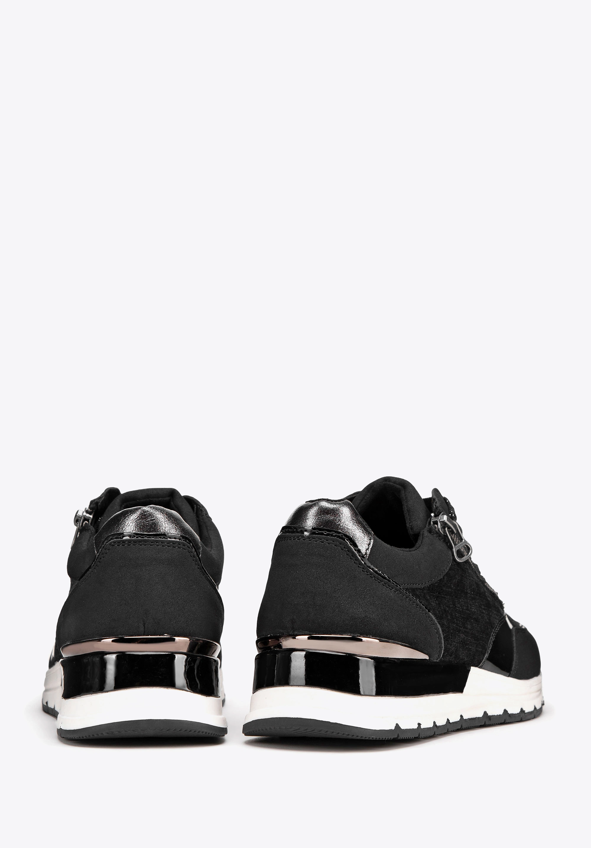 Damskie sneakersy z suwakiem na boku czarne