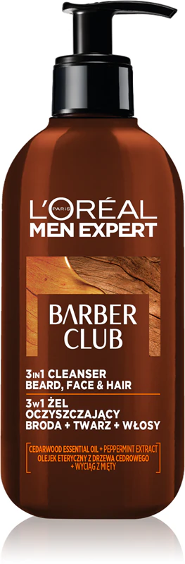 Gel de limpeza para barba, rosto e cabelo L'Oréal Paris Men Expert Barber Club