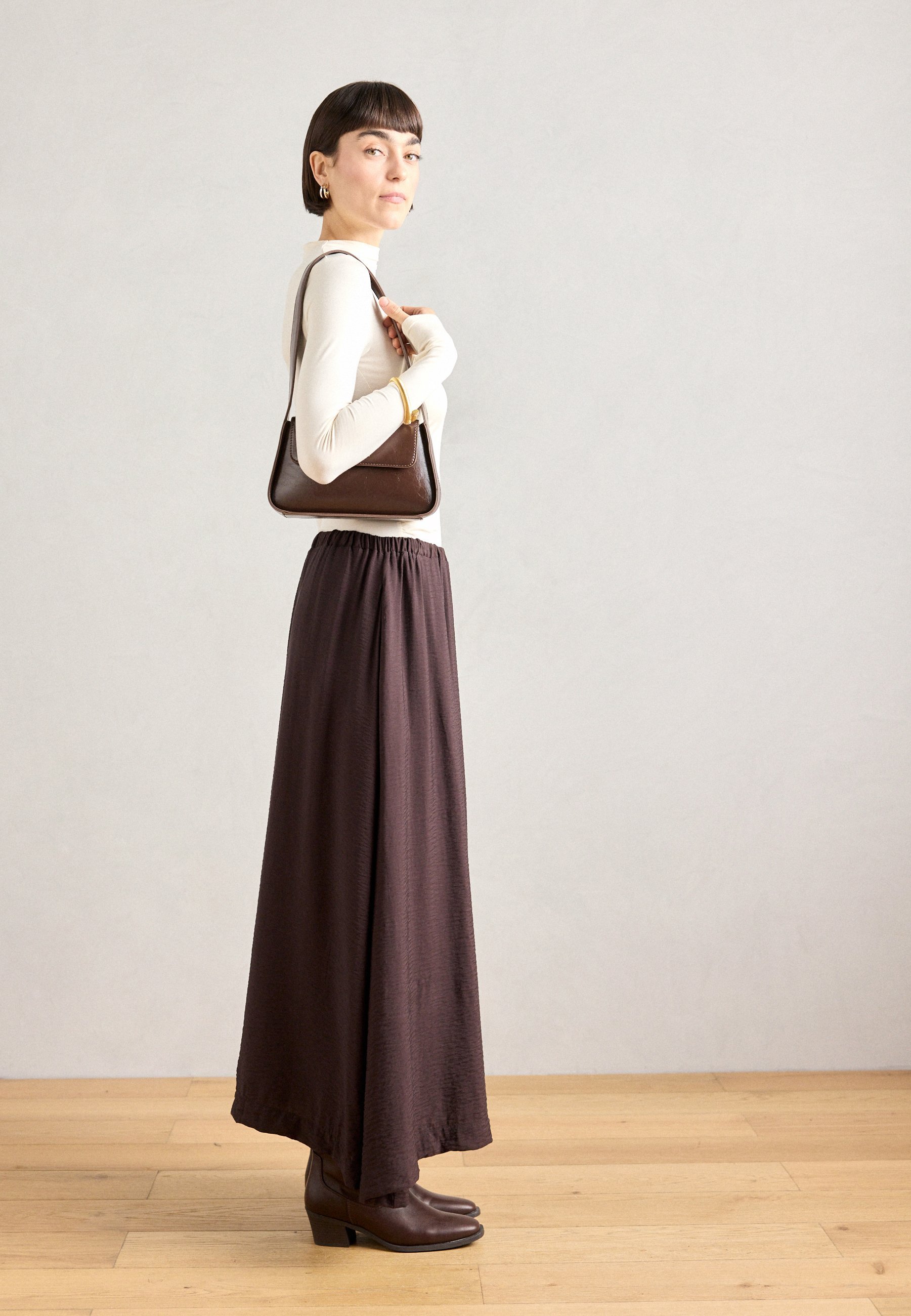Jupe Lindex KAMALA - Jupe longue - marron foncé