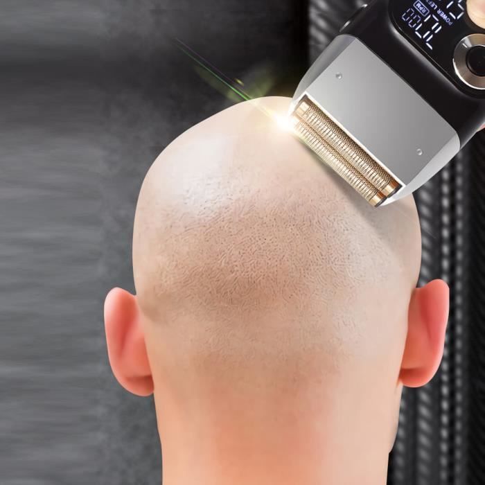 Q152101 Rasoio elettrico ricaricabile a lamina, rifinitore per barba e testa rasata, rasoio per baffi con display LCD per uomo
