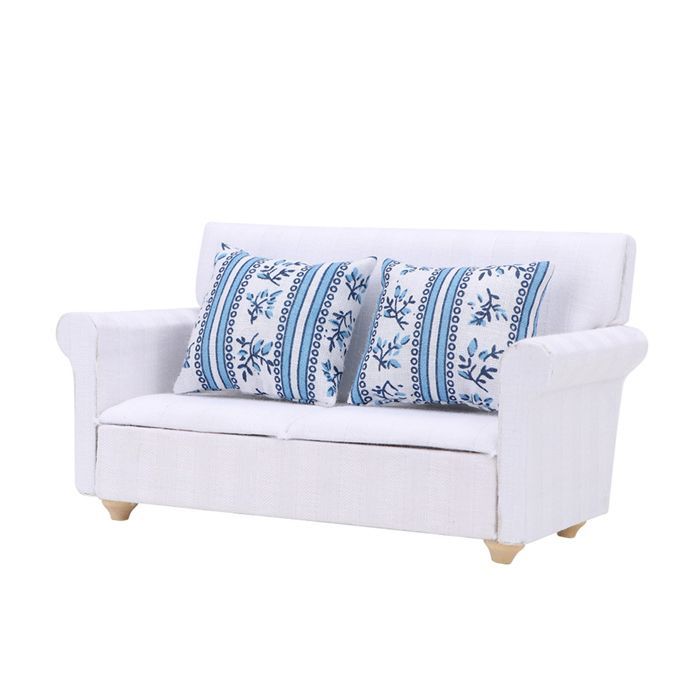 Ensemble de canapé miniature pour maison de poupée 1/12, accessoires de meubles de salon (canapé 2 places avec coussin)