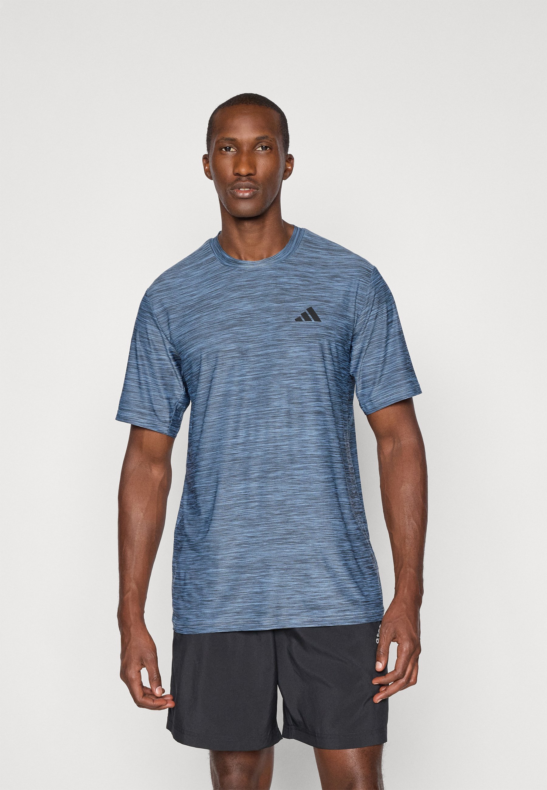 adidas Performance STRETCH - T-shirt sportiva - blu fluorescente/nero