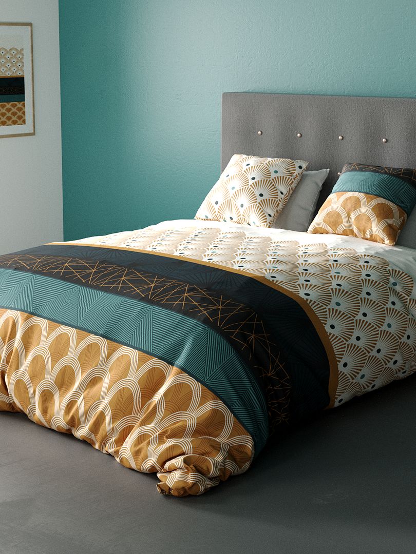Juego de cama doble estampado - BEIGE