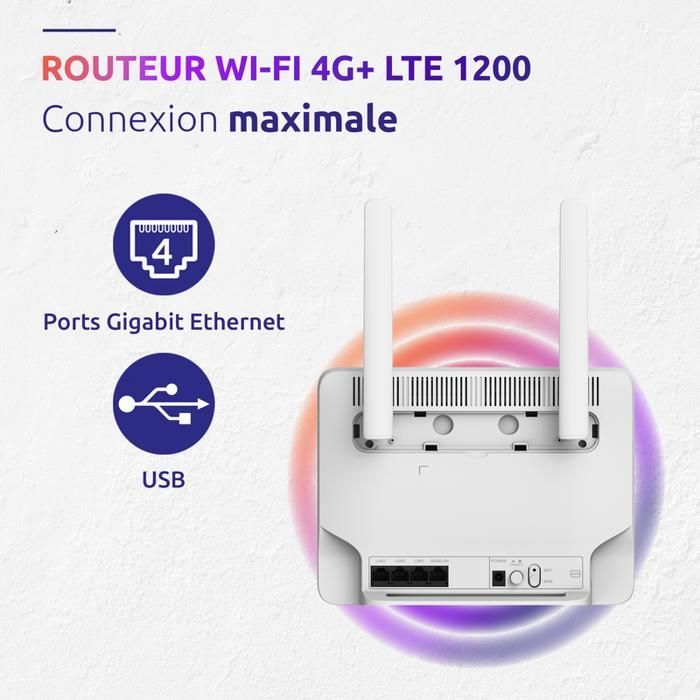 STRONG - Routeur Wifi 4G+ LTE - Jusqu'à 300 Mbps 4G/Wifi - 4 x RJ45 - Hotspot Mobile - Antennes détachables SMA - Facile à Installer