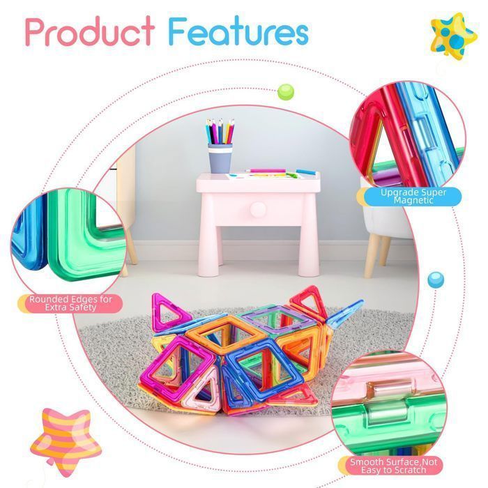 Magnetic Construction Set for Kids - 50 Pieces - Educational Games, Gift for Boys and Girls, Ages 3+