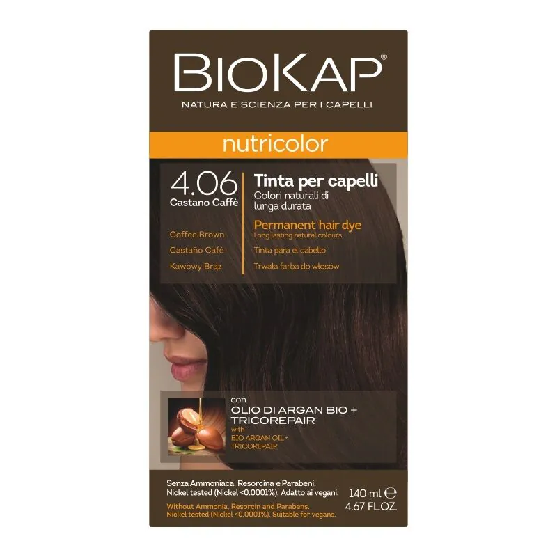 Biokap Nutricolor Farba do włosów, 4.06Kawowy Brąz