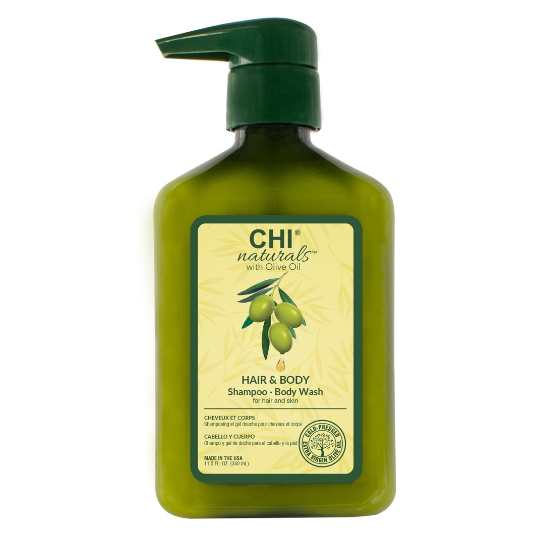CHI Haar- und Körperwaschgel Naturals mit Olivenöl – Haarshampoo / Duschgel – 340 ml
