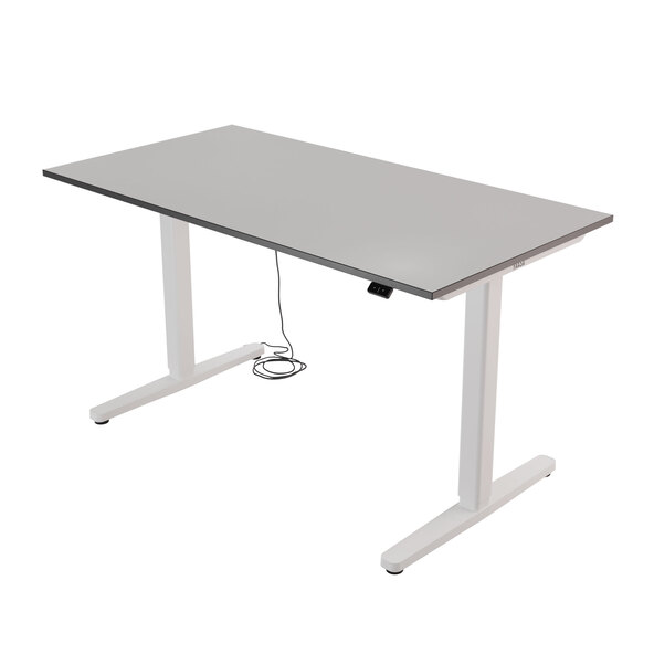 Birou reglabil electric pe înălțime Desk Basic, alb-argintiu