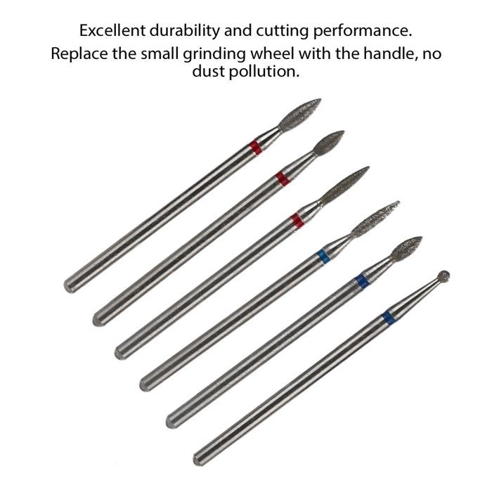 SALALIS 6PCS Nail Drill Bits File Grinding Head Set Electric Manicure Pedicure Nail Art Hygiene Kit