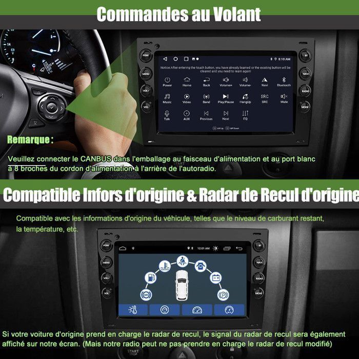 Autoradio AWESAFE Android 13 2GB+64GB per Megane 2, schermo da 7 pollici, CarPlay, Android Auto, Bluetooth, WiFi, RDS, GPS, FM
