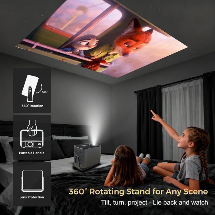 Proyector portátil de tiro corto 4K con enfoque automático, 400 ANSI, de 30