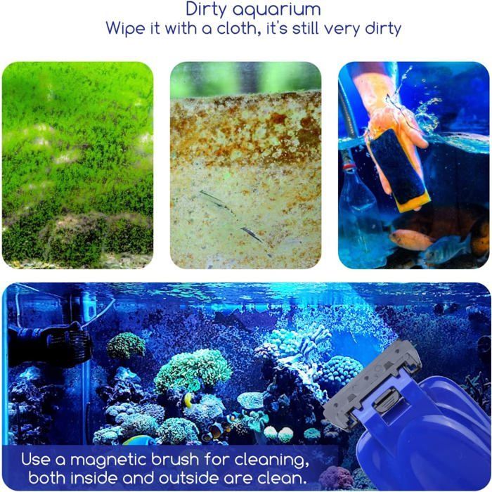 Nettoyant pour vitres d'aquarium, grattoir à algues Brosse magnétique en Verre pour Aquarium (L10*W4.2*H7.5cm)