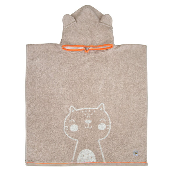 Poncho de banho infantil com estampa de gato
