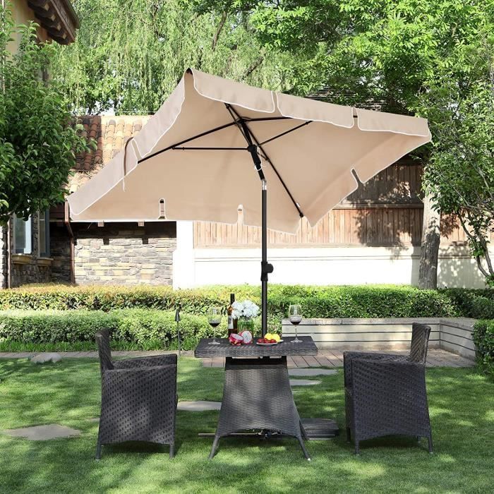 Ombrellone rettangolare SONGMICS 200 x 125 cm - Protezione solare - Inclinabile - Tessuto in poliestere - Base non inclusa