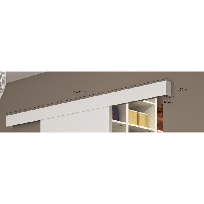 OPTIMUM - Kit para puerta corredera + riel + embellecedor - Estilo taller - 204 x 83 x 4 cm (alto x ancho x profundidad) - Rayas blancas