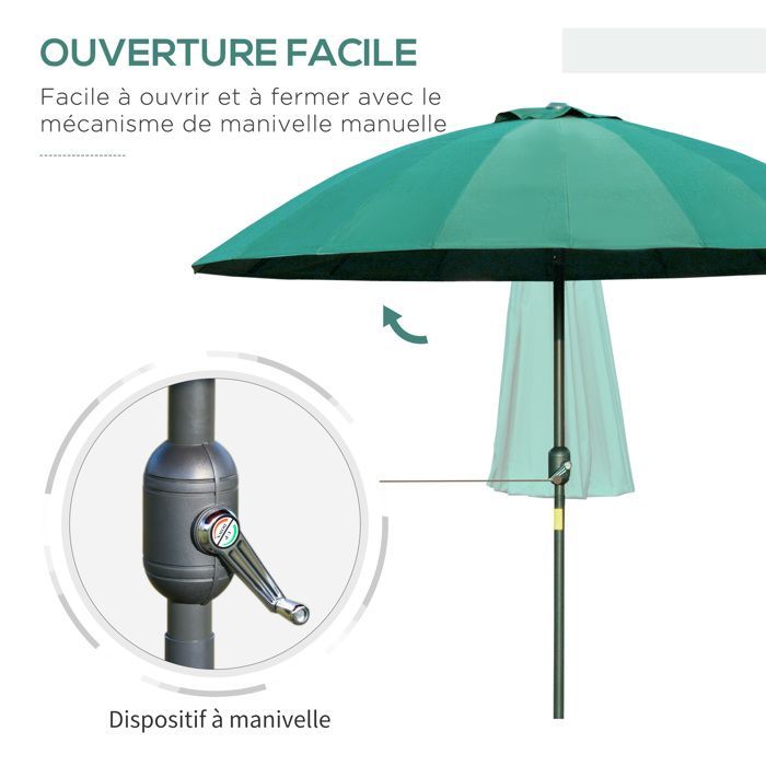 Outsunny - Sombrilla - Metal - 250x250x240cm - Verde