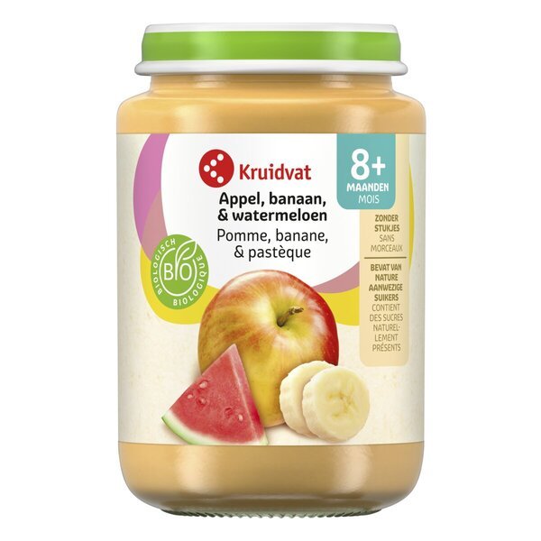 Kruidvat 8+M Organska voćna grickalica od jabuke, banane i lubenice<br>190g