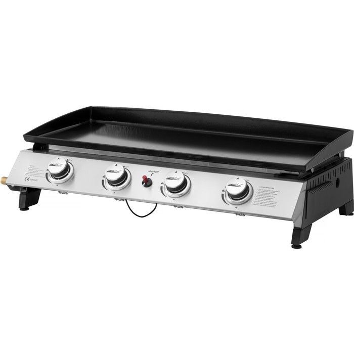 Plancha de gas con 4 quemadores metálicos 