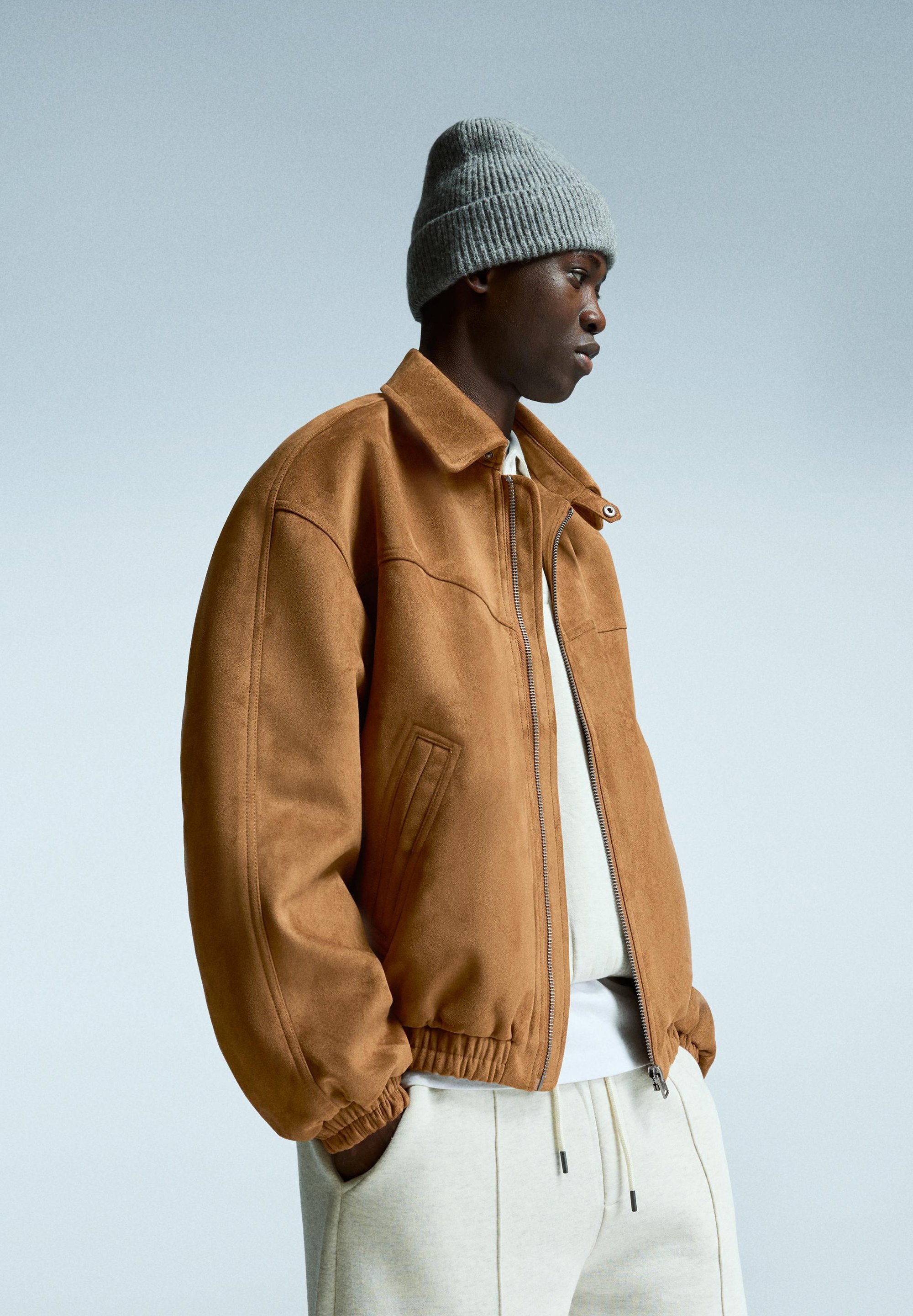 Veste en similicuir Bershka - sable