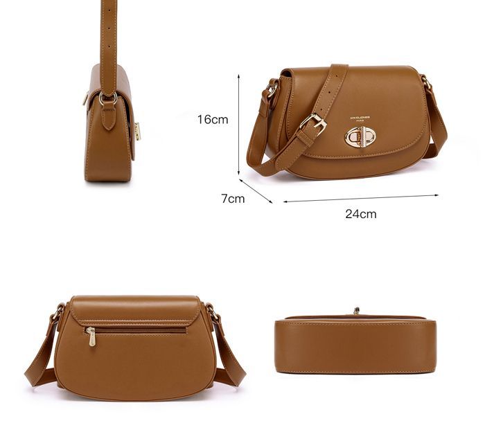 David Jones - Damesschoudertas - Crossbodytas van PU-leer - Clutch met draaisluiting - Bruin
