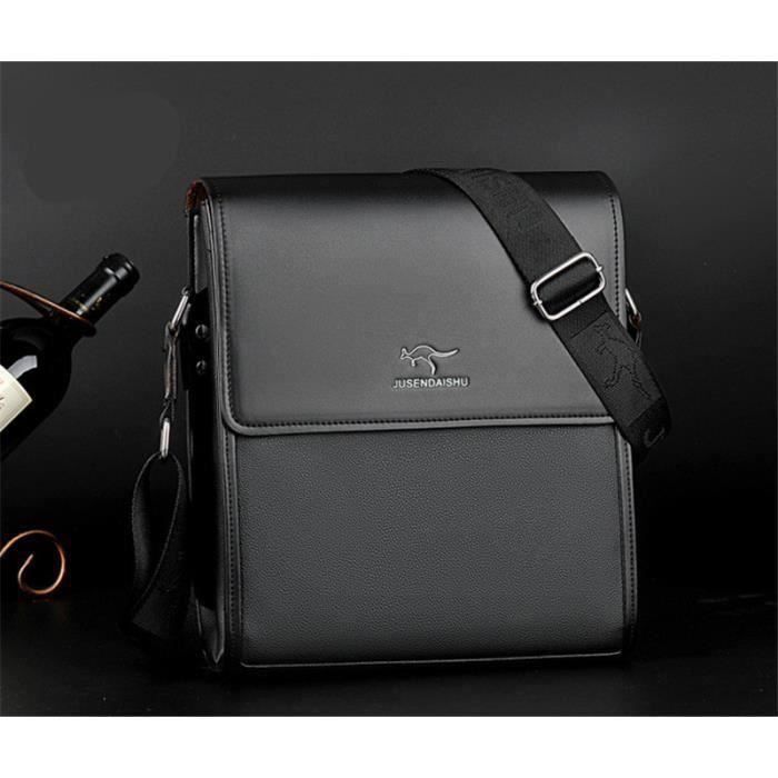 Bolso de hombro de piel para hombre - Negro - JAR1472