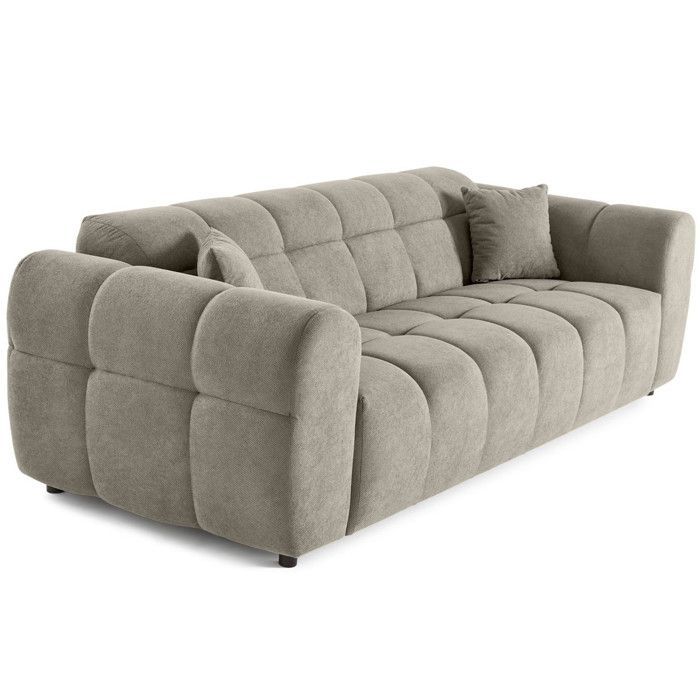 Ray – 3-Sitzer-Sofa mit gerader Sitzfläche in strukturiertem Stoff – Grau