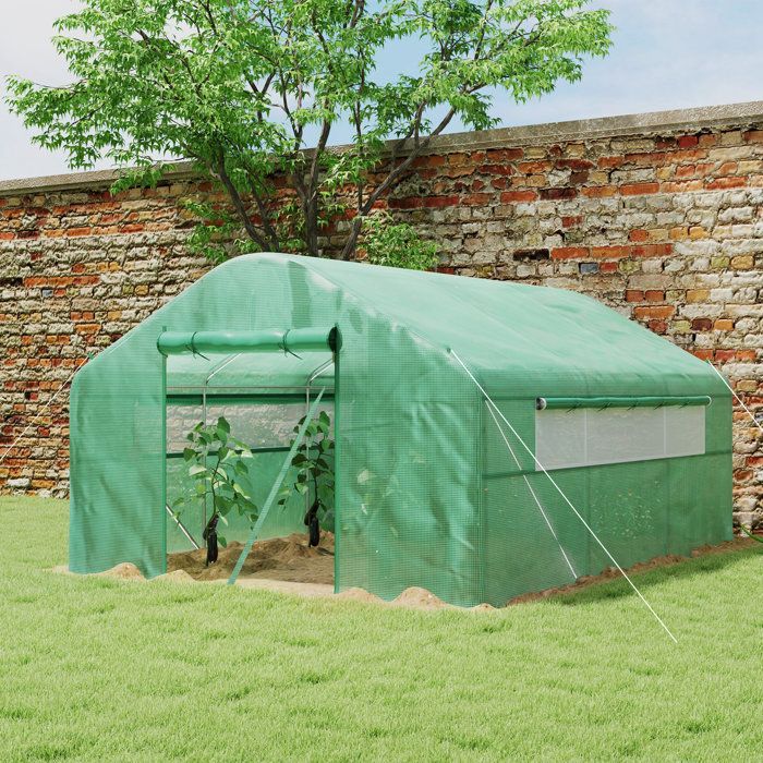 Serre de jardin 4 x 3 x 2m - Outsunny - portes enroulables - serre tunnel de jardin - vert