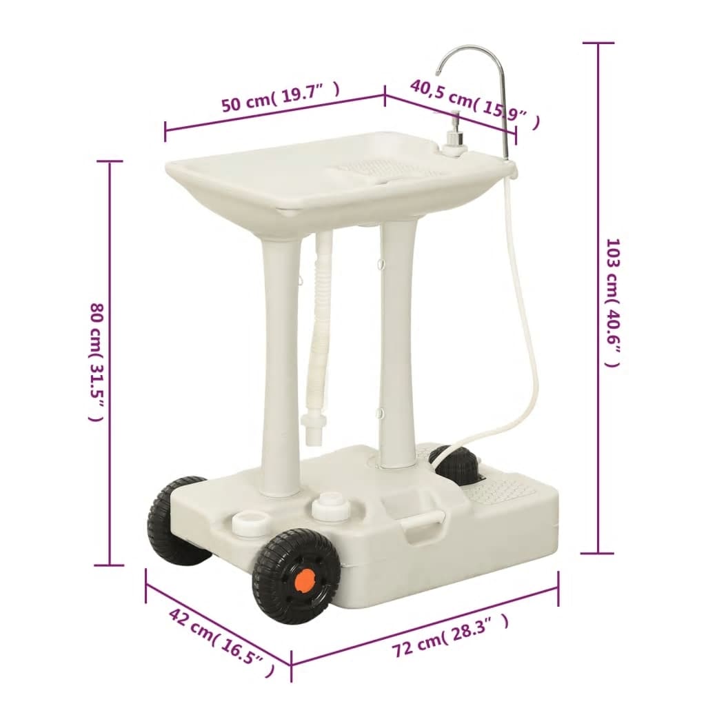  Toilettes de camping avec réservoir d'eau et roues vidaxl