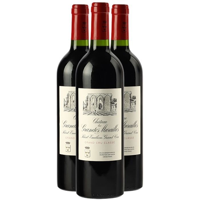Château Les Grandes Murailles Saint-Emilion Grand Cru 2019 - Vino rosso bordolese (3x75cl)
