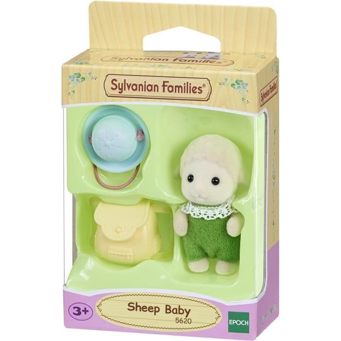 SYLVANIAN FAMILIES - Bébé mouton avec chapeau et sac - Couleur beige - Mixte - A partir de 3 ans