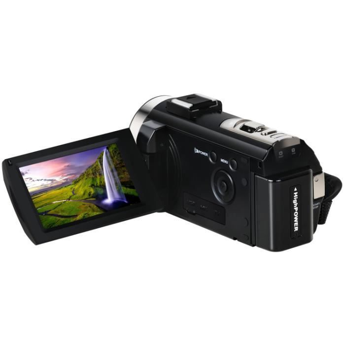 Video camera camcorder, digital video recorder for YouTube, Full HD 1080P, 30FPS video camera with 3.0-inch rotating IPS LCD screen.