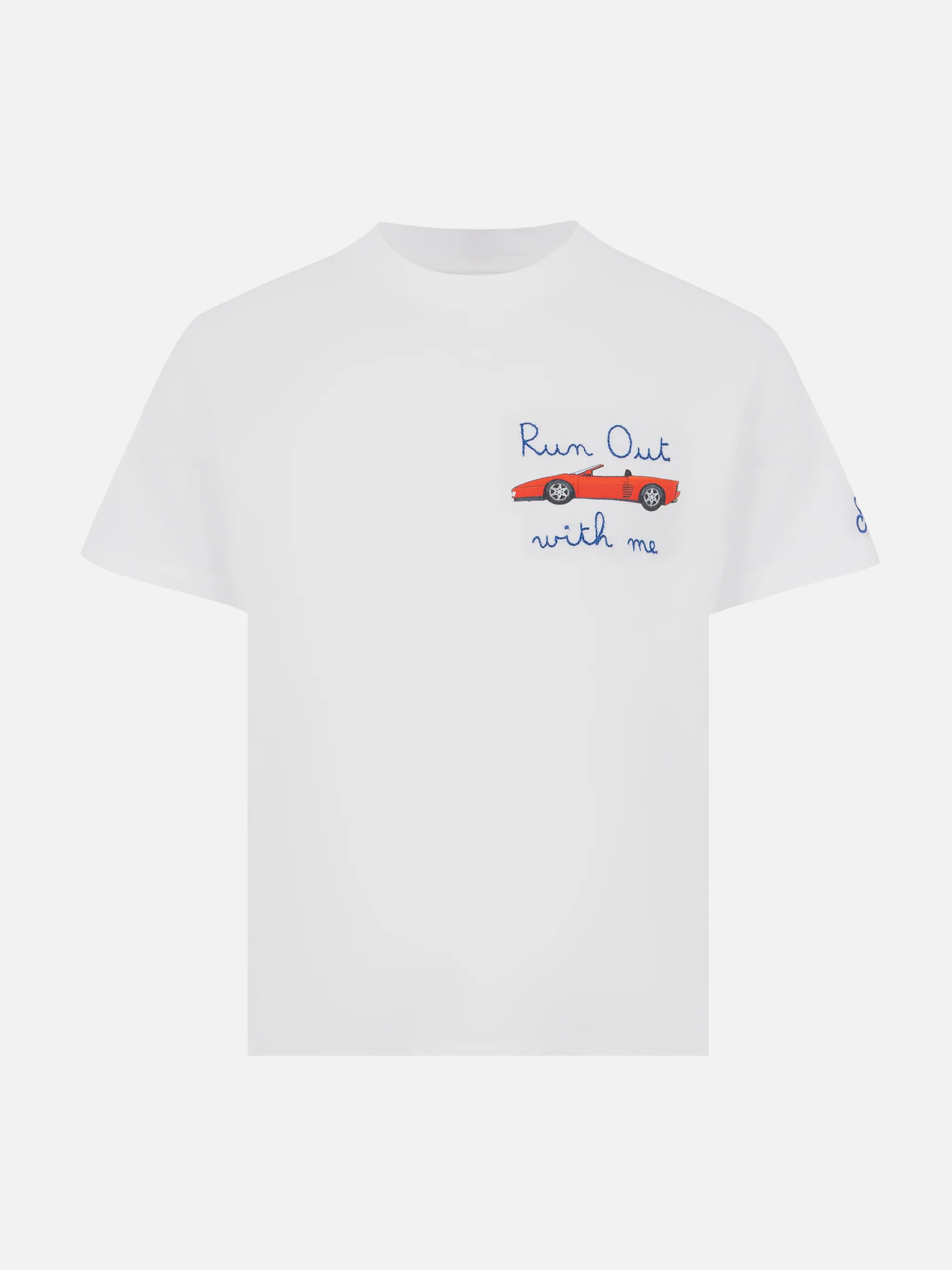 T-shirt in cotone con ricamo Run out with me