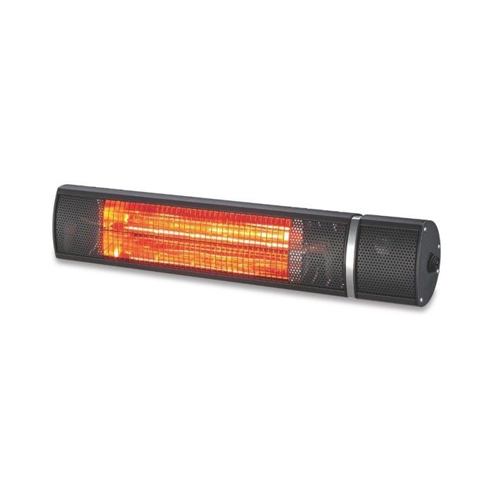 Calefactor eléctrico infrarrojo de 2000 W + mando a distancia - Protección IP65. Calefactor de pared para uso interior y exterior de Kemper.