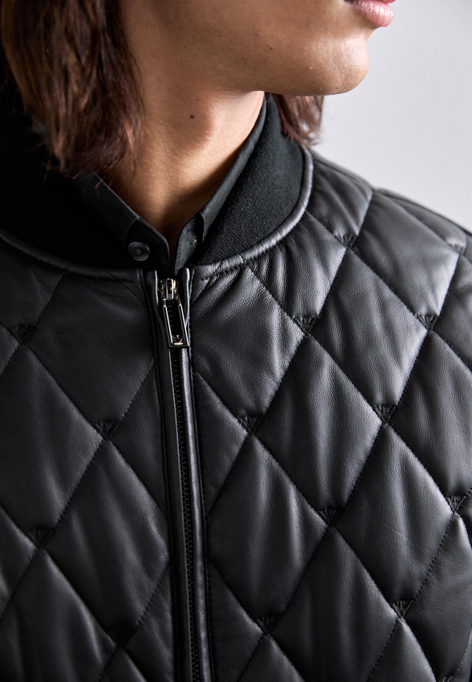 Emporio Armani BLOUSONJACKET - Leren jas - zwarte schoonheid