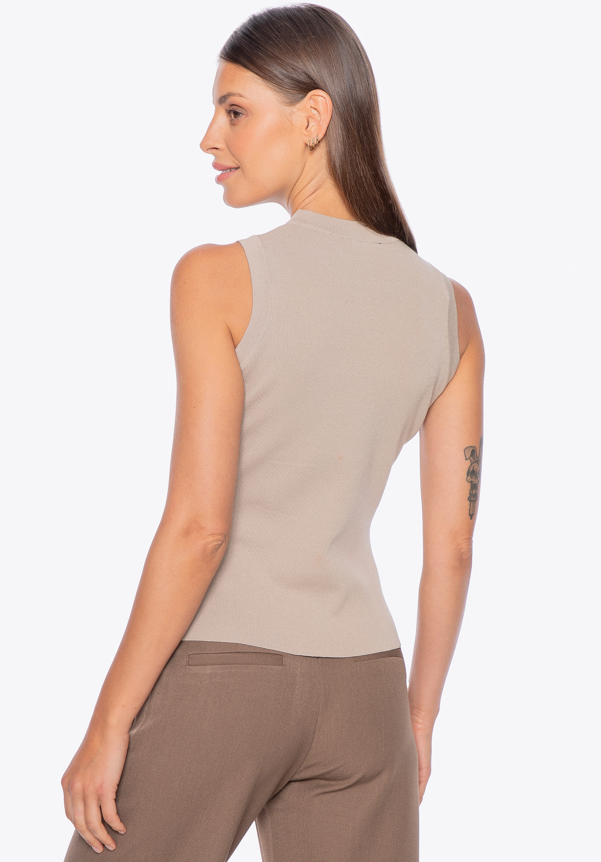 Top damski basic beżowy
