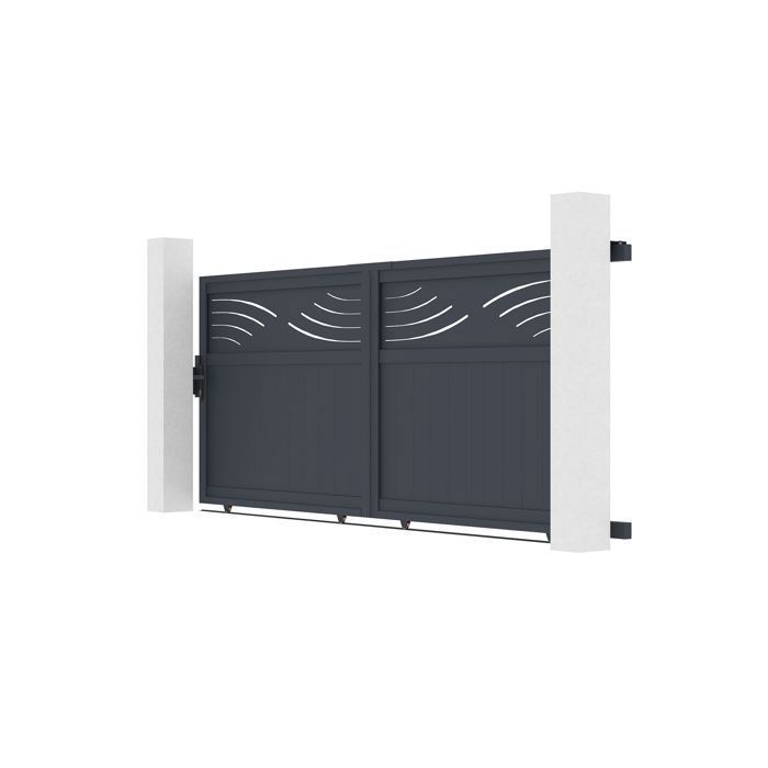 Lot Portail coulissant et Motorisation - Casanoov - HALTI - 3,7m H.145cm - Aluminium - Gris anthracite / Motorisation RANGER C300