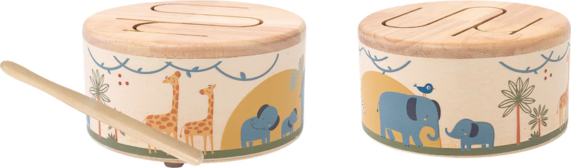 Tambor Musical de Madeira Safari da 2Kids Toys - Brinquedo Musical